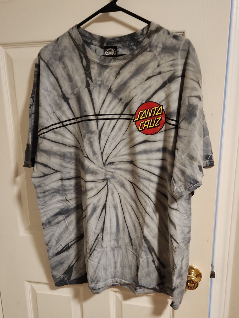 Santa Cruz Skateboards Gray Tie-Dye Spiral Logo Tee